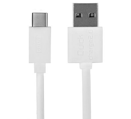 Kabel USB 2.0 A(M) - USB-C 1,2m, Qult Quick Charge 2.0, bílý