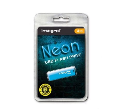 Flash disk 4GB USB 2.0 Integral Neon, modrý