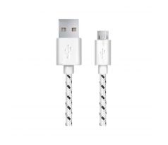 Kabel USB 2.0 A(M) - microUSB B(M) 1m, opletený, Esperanza, bílý