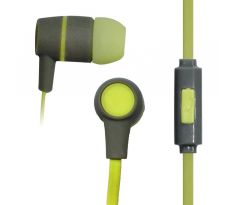 Sluchátka špunty do uší s mikrofonem, headset Vakoss SK-214G, stereo, plochý kabel, zelené