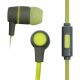 Sluchátka špunty do uší s mikrofonem, headset Vakoss SK-214G, stereo, plochý kabel, zelené