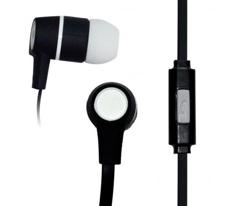 Sluchátka špunty do uší s&nbsp;mikrofonem, headset Vakoss SK-214K, stereo, plochý kabel, černé