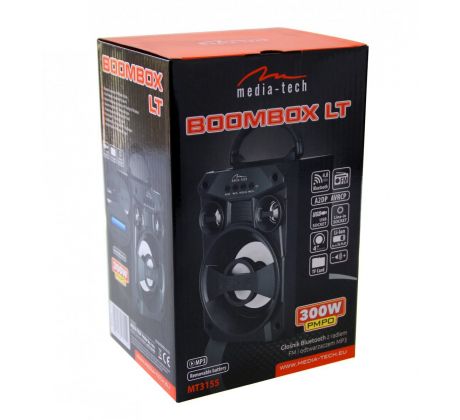 Repro přenosný BoomBox LT MT3155, Bluetooth, 6W&nbsp;RMS, microSD, USB, AUX, FM, černý