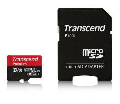 Paměťová karta 32GB microSDHC, SD&nbsp;adaptér, Transcend, class&nbsp;10, UHS-I