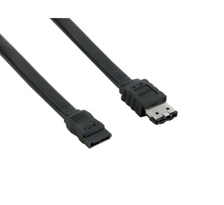 Kabel eSATA&nbsp;(M) - SATA&nbsp;3Gb/s&nbsp;(M) 1m, plochý, černý, 4World