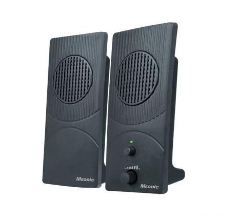 Reproduktory Msonic Speakers, 2x&nbsp;2W RMS, USB, hlasitost, černé