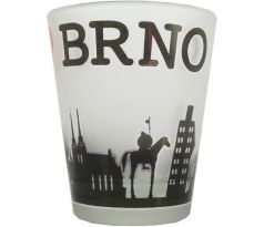 Skleněný&nbsp;panák (štamprle) Brno – I&nbsp;love&nbsp;Brno, symboly&nbsp;Brna