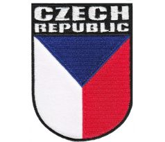 Nažehlovací nášivka ČR – vlajka České&nbsp;republiky, nápis Czech&nbsp;Republic, svislá