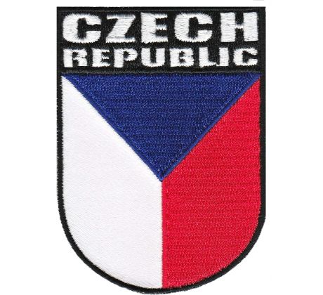Nášivka ČR – vlajka České&nbsp;republiky, nápis Czech&nbsp;Republic, svislá