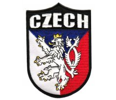 Nášivka ČR – vlajka České&nbsp;republiky, nápis Czech a&nbsp;český&nbsp;lev