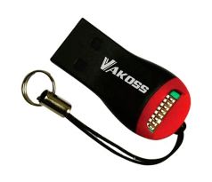 Čtečka karet microSD a microSDHC, externí USB&nbsp;2.0, mini, Vakoss, černo-červená