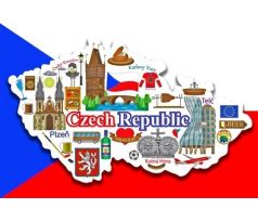 Magnetka ČR - vlajka s&nbsp;mapou České&nbsp;republiky a českými symboly