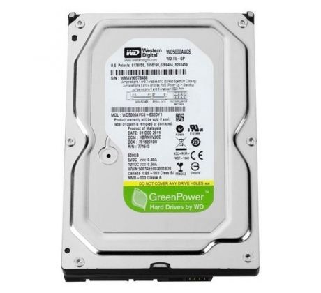 Harddisk 500GB 3,5" SATA WD AV-GP 5400ot. 16MB&nbsp;cache.