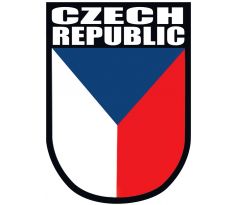 Samolepka ČR – vlajka České republiky, nápis Czech Republic, svislá