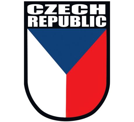 Samolepka ČR – vlajka České republiky, nápis Czech Republic, svislá